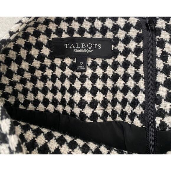 Talbots Black and White Check Wool Pencil Skirt - Size 10 - Picture 3 of 5